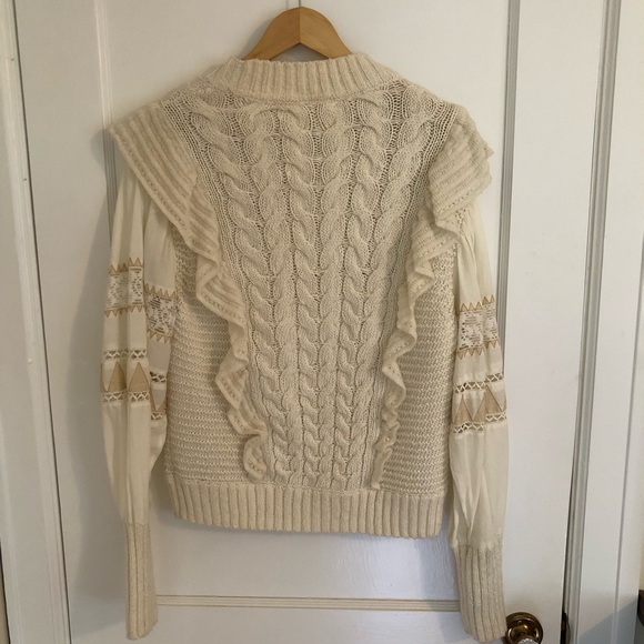 Anthropologie Cream Textured Sweater Vest Blouse combo Cream Cable Knit Sweater - Picture 3 of 9